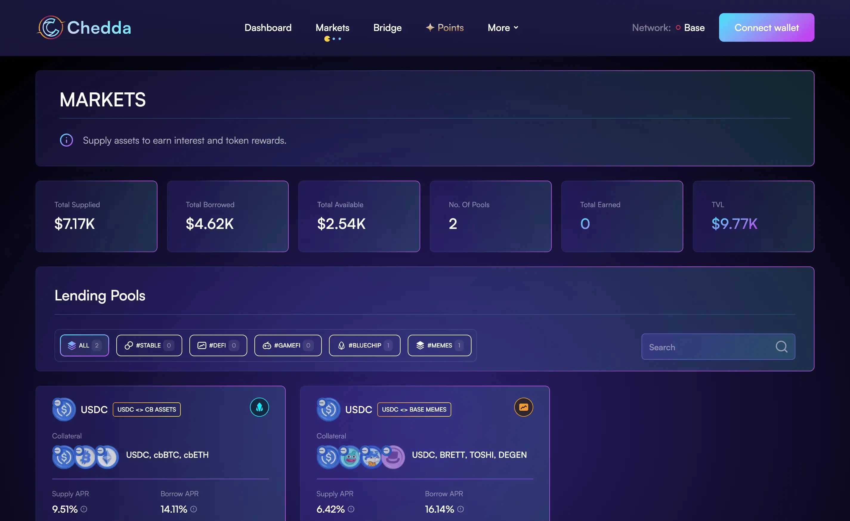 DeFi lending protocol for meme, AI and stablecoin tokens