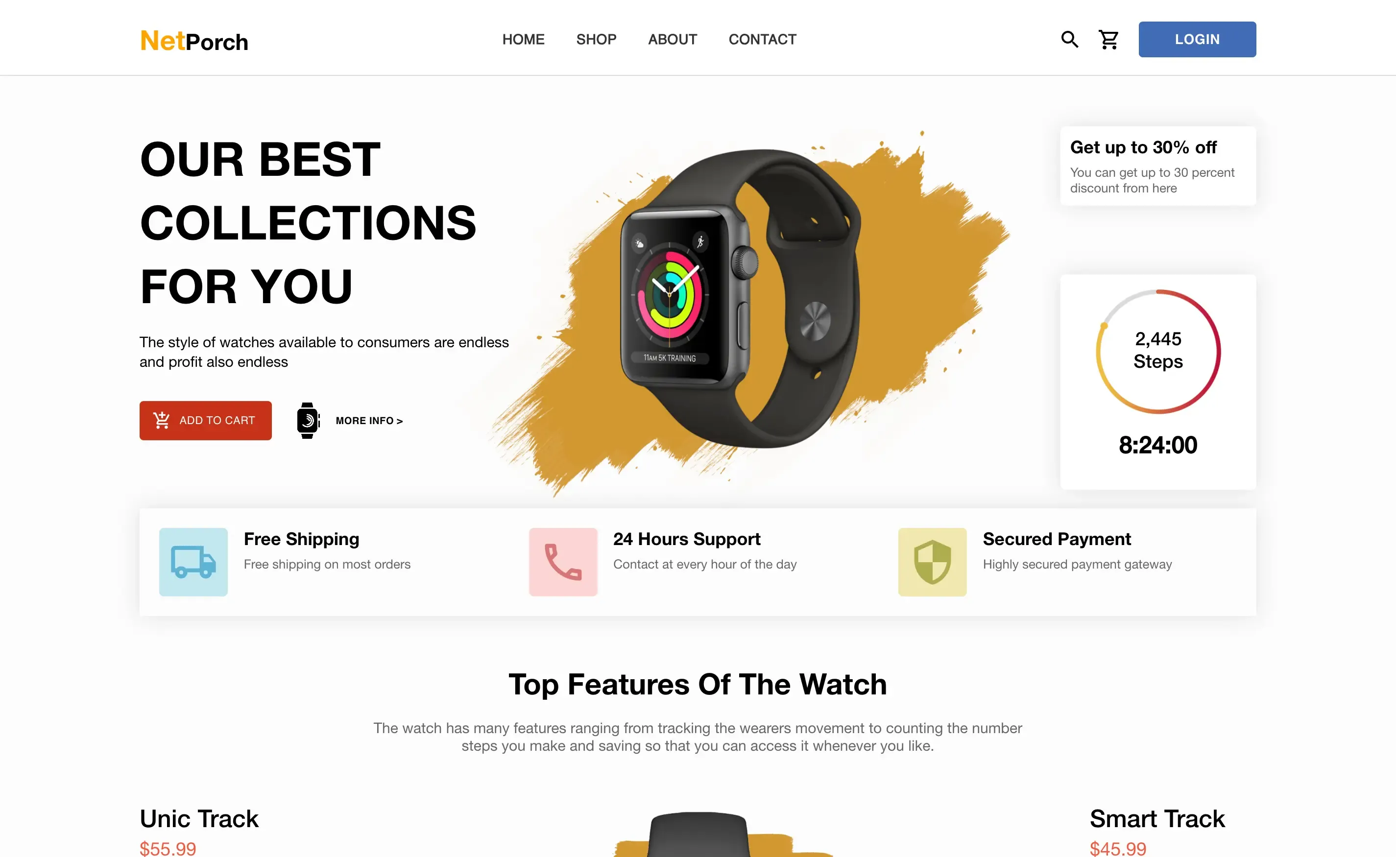E-commerce storefront for smart watches